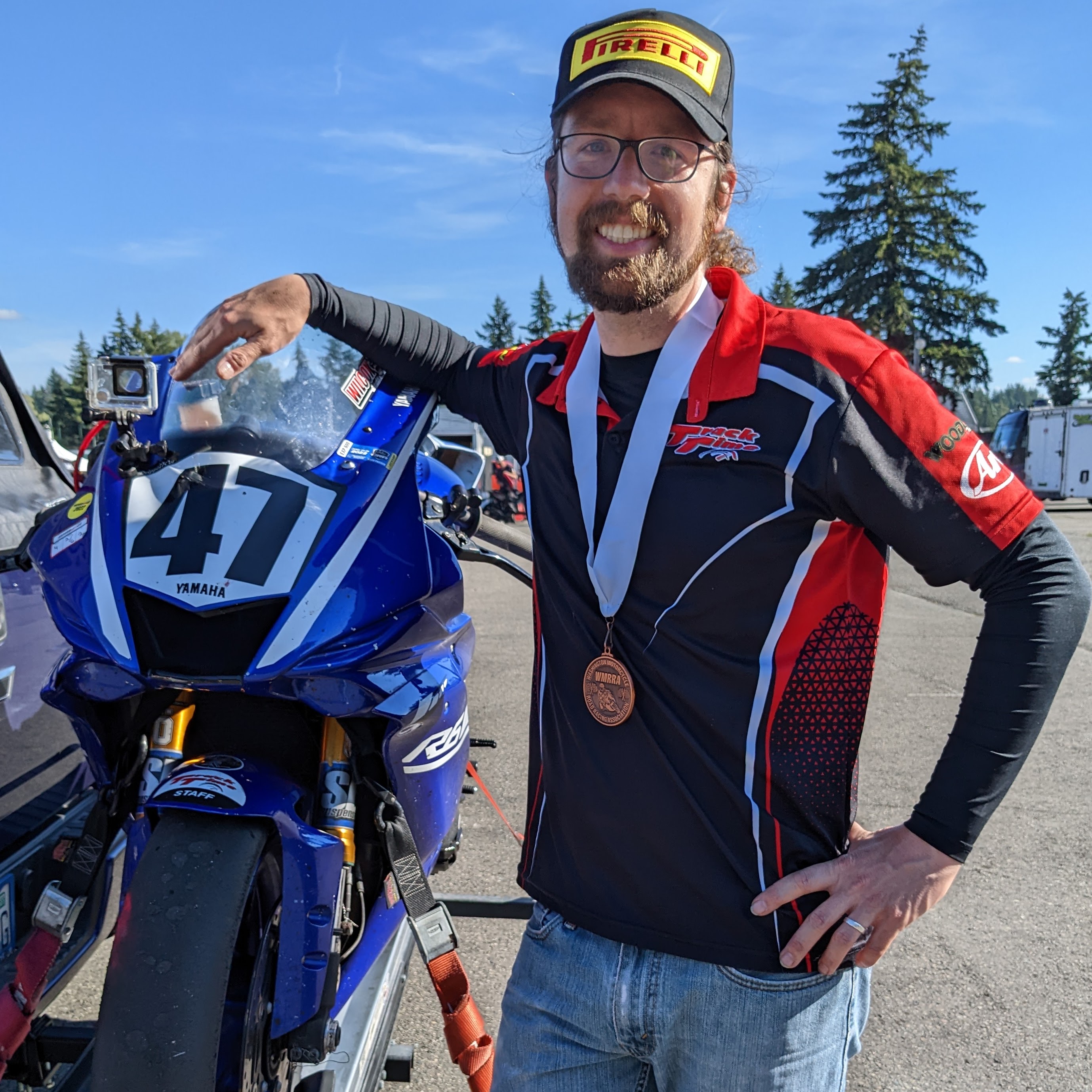 Posing with the bike after the podium ceremony